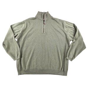 Tommy Bahama Green Half-Zip Pullover Sweater XL 100% Cotton Mens Casual Knitwear